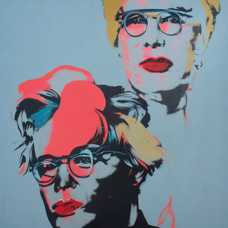 Image similar to Street-art portrait of Andy Warhol in style of Etam Cru