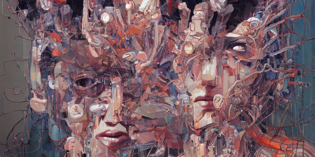 Image similar to gigantic oil painting art by james jean and katsuhiro otomo and moebius, inspired by ghost in the shell anime, smooth face feature, intricate oil painting, high detail illustration, sharp high detail, manga and anime 1 9 9 9