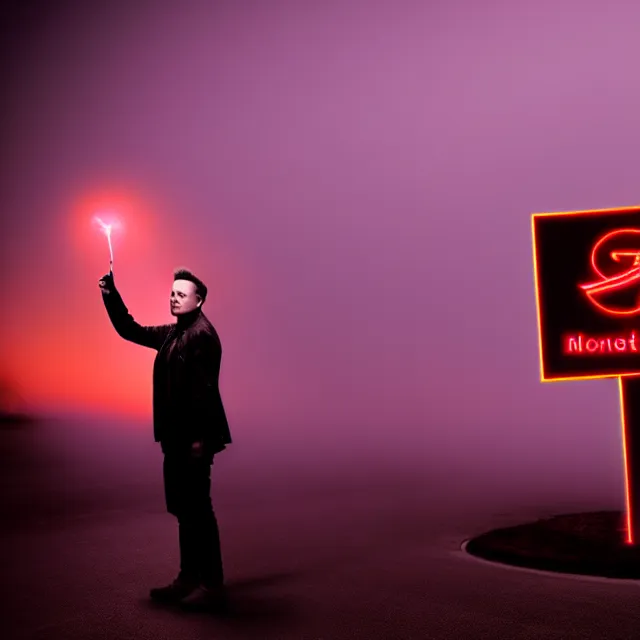 Image similar to elon musk holding sign