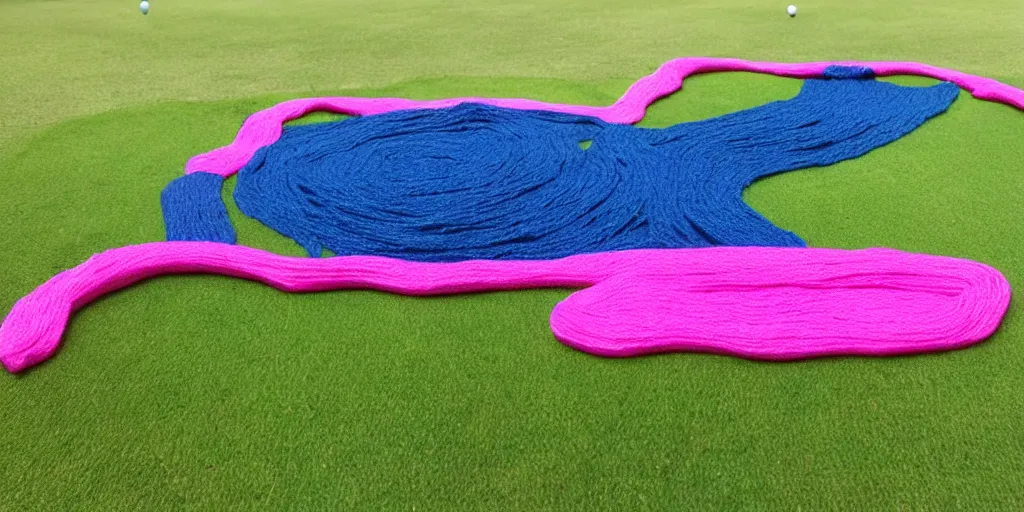 Image similar to golf hole made from yarn,