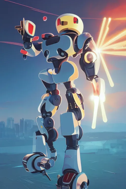 Image similar to metabots medabots medarotto medarot robot minimalist comics, behance hd by jesper ejsing, by rhads, makoto shinkai and lois van baarle, ilya kuvshinov, rossdraws global illumination ray tracing hdr radiating a glowing aura