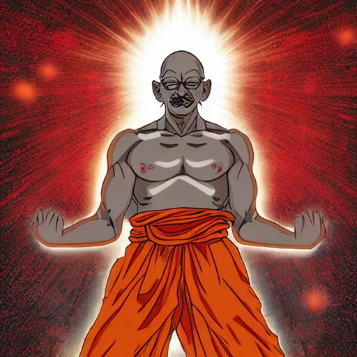 Image similar to gandhi going super saiyan level 4