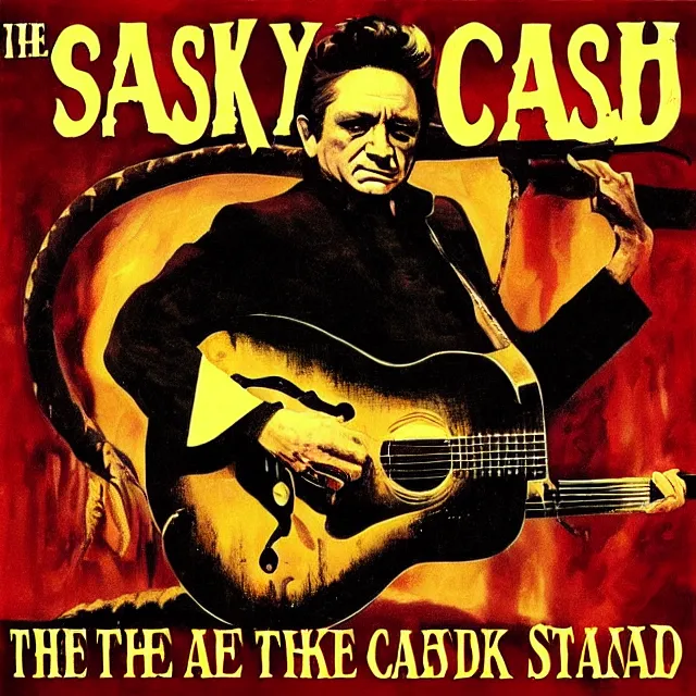 Prompt: album cover for Johnny Cash: The Snake Oil Tapes, album art by Frank Frazetta, snake oil album, snakes