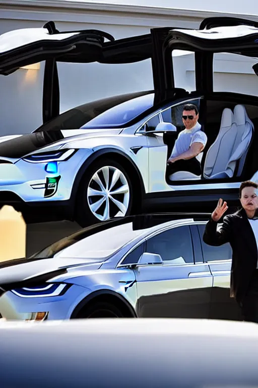 Image similar to Elon Musk driving a Tesla Model X