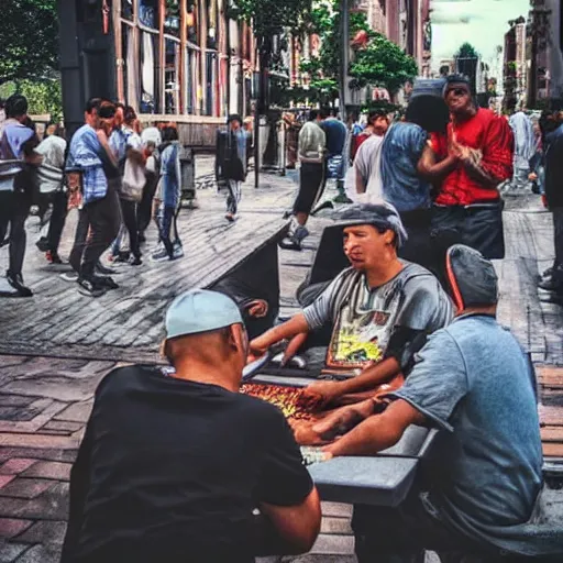 Image similar to with my homies playin street gambling, extremely human detailed, brutal human detailed!!!, hdr human detailed, 4 k human detailed!!!, smooth human detailed!!! photo hyper realistic, the best photograph of august, pinterest render, vogue render