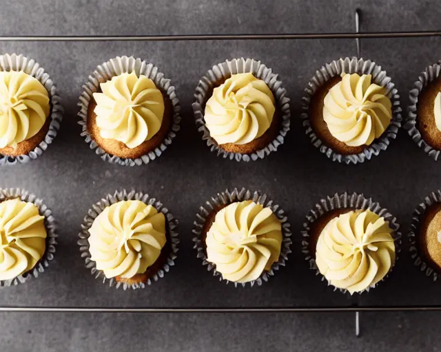 Prompt: dslr food of pineapple cupcakes, 8 5 mm f 1. 4
