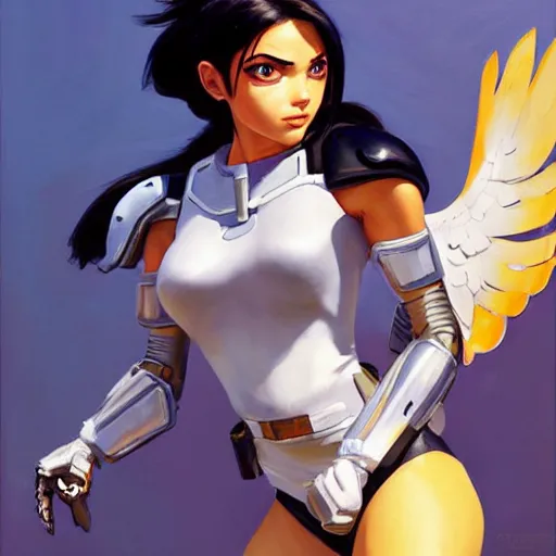 Image similar to greg manchess portrait painting of battle angel alita as overwatch character, totally whack, medium shot, asymmetrical, profile picture, organic painting, sunny day, matte painting, bold shapes, hard edges, street art, trending on artstation, by huang guangjian and gil elvgren and sachin teng