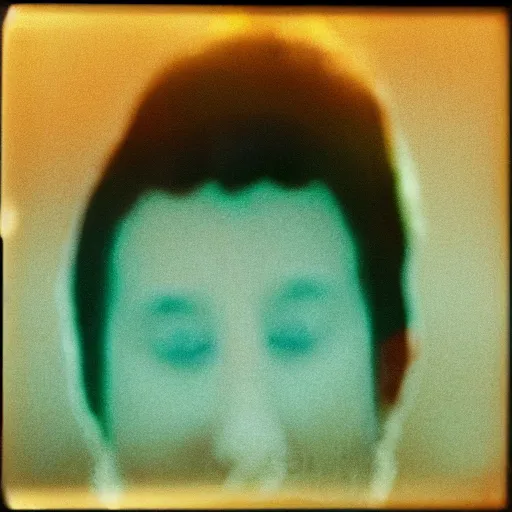 Image similar to pinhole photo : dream, smoke, silhouette, face, mirror, double exposure, chromatic aberration, kodachrome