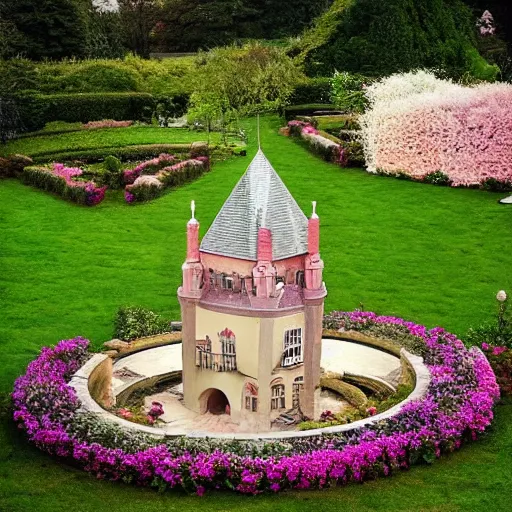 Prompt: rose castle romantic dreamy garden cloud ultra wide