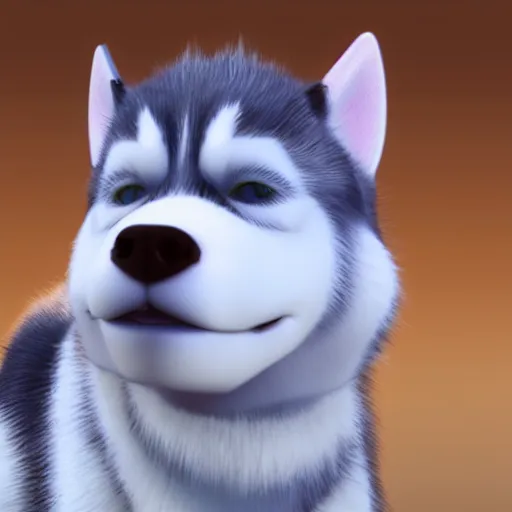 Image similar to a cute husky, 3 d render, octane render, houdini, blender, unreal engine 5