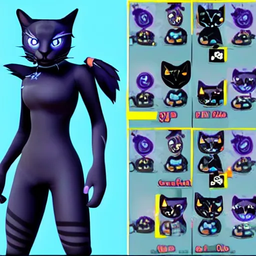 Prompt: an avatar of a black cat in the style of fortnite