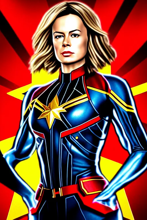 Image similar to Kate Beckinsale as Captain Marvel high quality digital painting in the style of James Jean