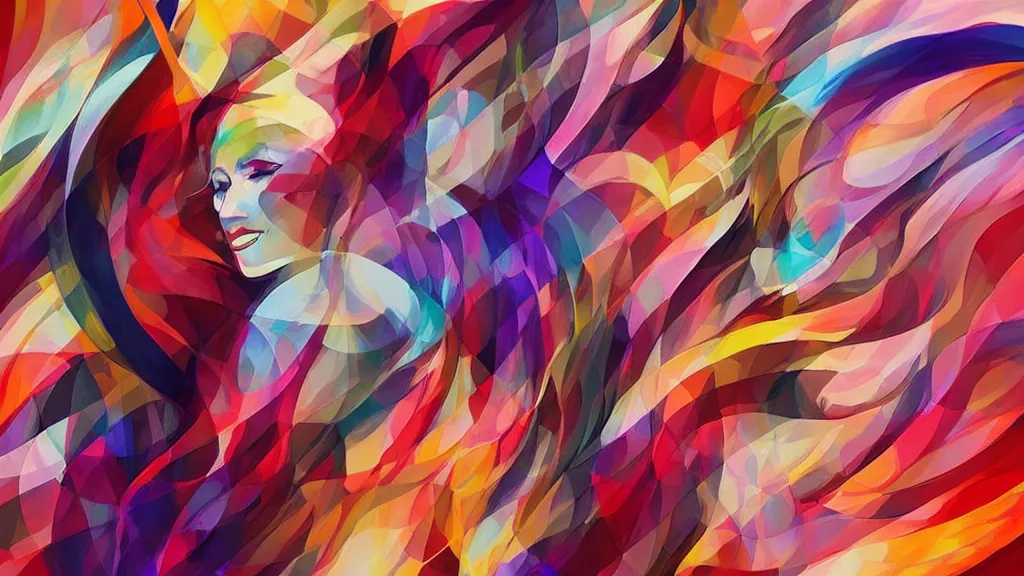 Image similar to abstract forms and colors by Artgerm