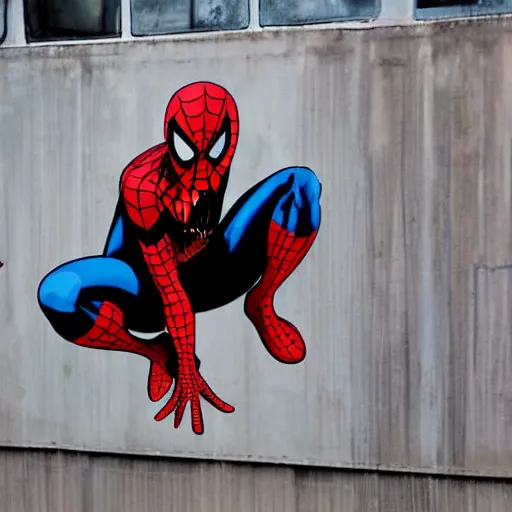 Prompt: Tom Holland Spiderman grafitti mural