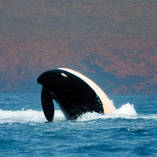 Prompt: an orca in lava