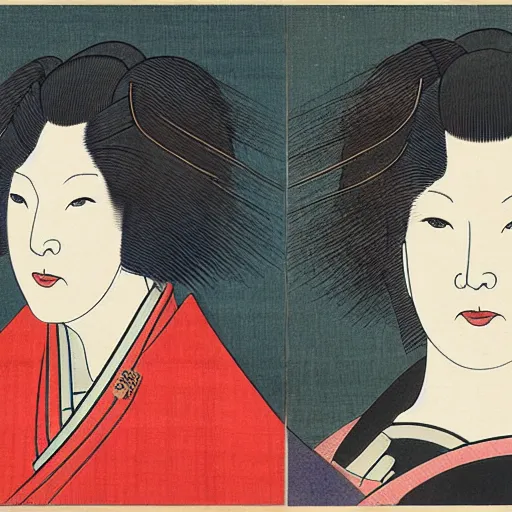 Image similar to ukiyo-e portrait of cate blanchett