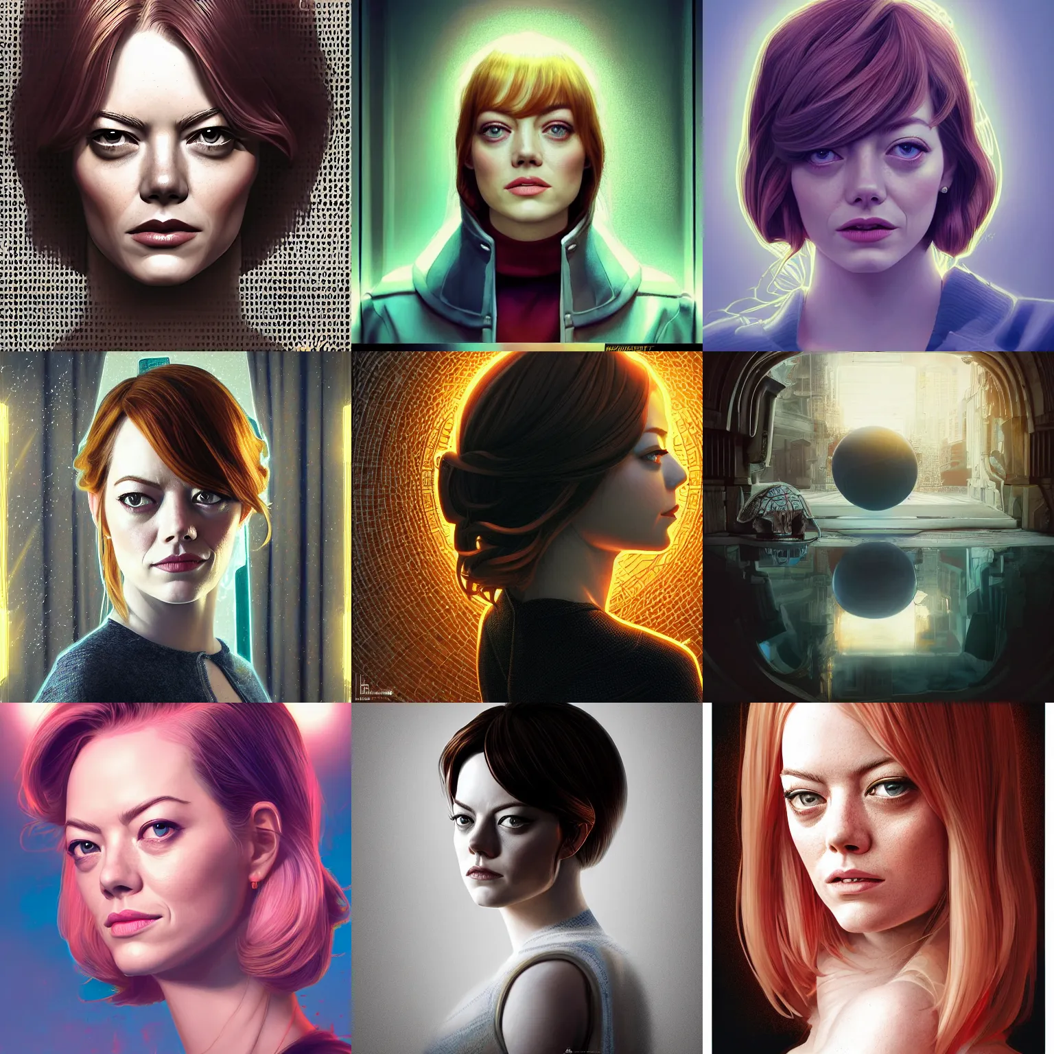 Prompt: portrait isometric drawing, printerest, emma stone, intricate, epic lighting, cinematic composition, hyper realistic, 8k resolution, unreal engine 5, by Artgerm, tooth wu, dan mumford, beeple, wlop, rossdraws, James Jean, Andrei Riabovitchev, Marc Simonetti, yoshitaka Amano, Artstation