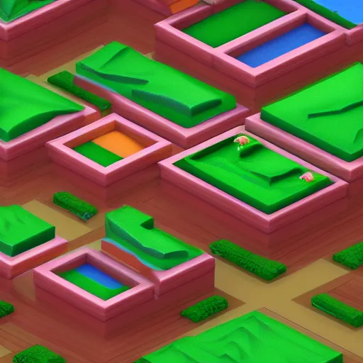 Prompt: isometric game 3d terrain