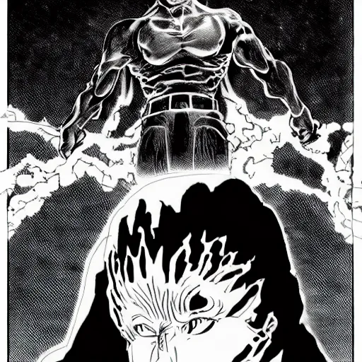 Image similar to barak obama in berserk, art by kentaro miura