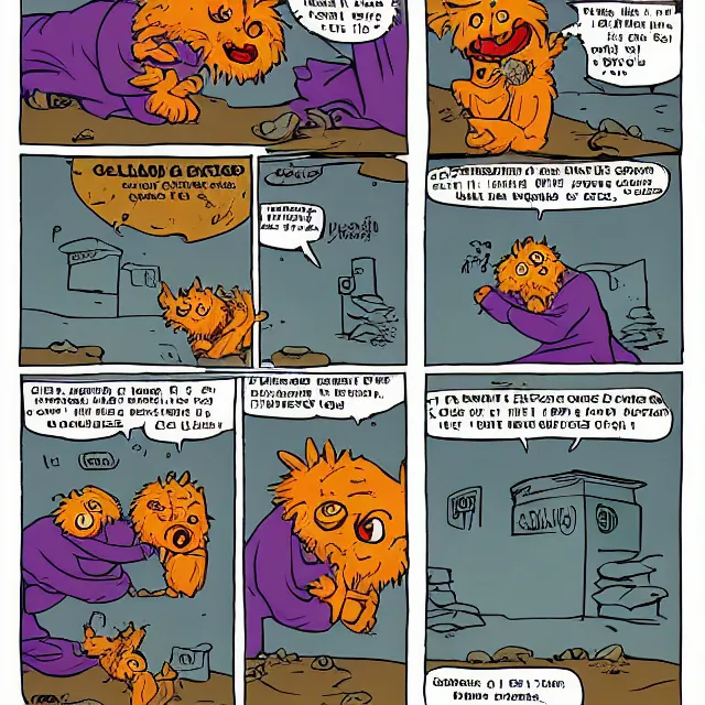 Image similar to eldritch lovecraftian garfield crying at odie's grave