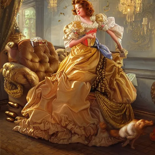 Image similar to Funny Soul, Realistic, Regal, Refined, Detailed Digital Art, Michael Cheval, Walt Disney (1937), François Boucher, Oil Painting, Steampunk, Highly Detailed, Cinematic Lighting, Unreal Engine, 8k