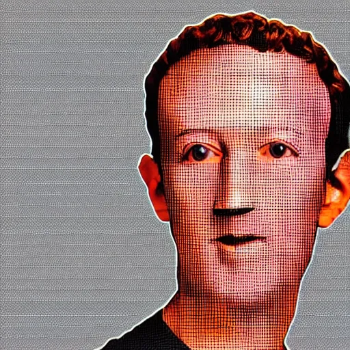 Image similar to seamless looping design of disembodied mark zuckerberg's head on striped white and black background