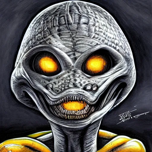 Image similar to Bart Simpson in the style of Giger’s Alien detailed oil painting concept art hd