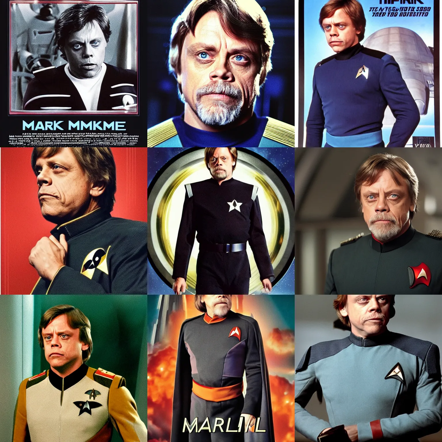 Prompt: mark hamill in a starfleet uniform, movie poster