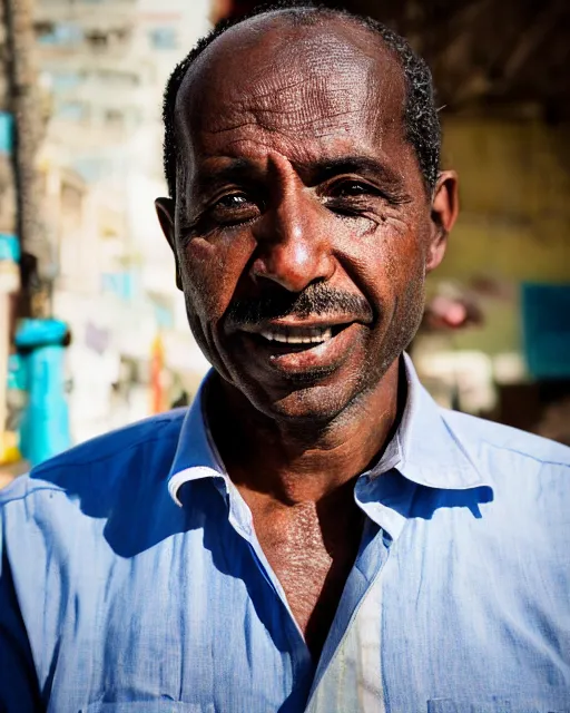 Image similar to a street photography portrait photo of mr. miguel bashirian, planner in haiti, by kelli sipes