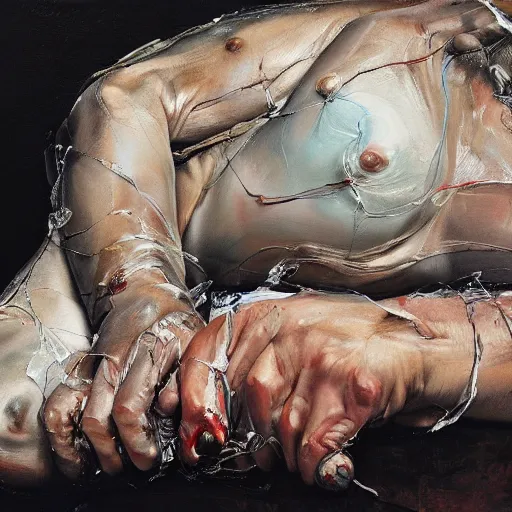 Prompt: high quality high detail painting by lucian freud and jenny saville, hd, celebrity, turquoise