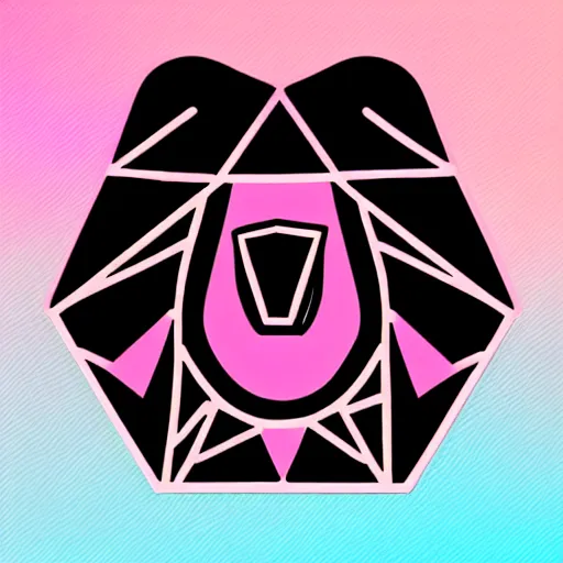 Image similar to a cute pink fluffy vector podcast logo of a streaming bear, golden ratio, iconic, award winning, line art, bold, playful