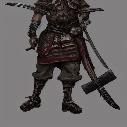 Image similar to full concept character concept art design, center framed and center focused, dungeons and dragons character art highly detailed, artstation, feudal squirrel samurai