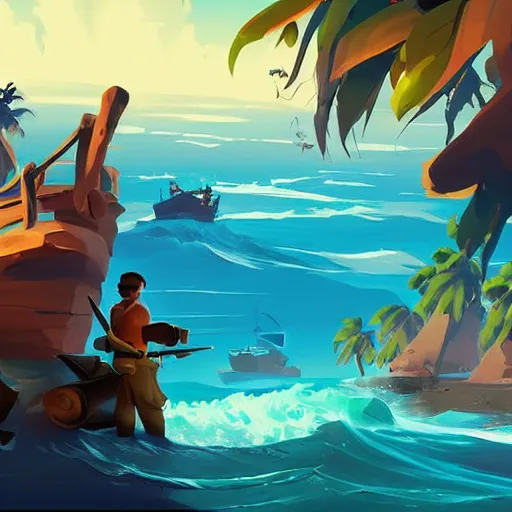 Image similar to painting treasure on sea of thieves game smooth median photoshop filter cutout vector, behance hd by jesper ejsing, by rhads, makoto shinkai and lois van baarle, ilya kuvshinov, rossdraws global illumination