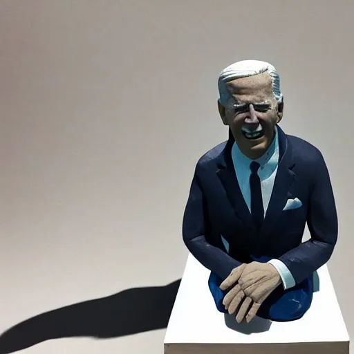 Image similar to a clay sculpture of joe biden t