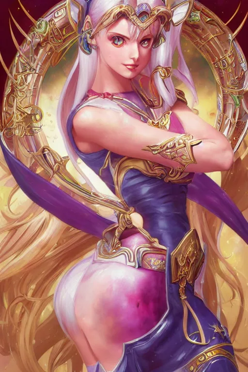 Image similar to Sailor Moon as a blood elf, world of warcraft, wow , intricate, elegant, highly detailed, digital painting, artstation, concept art, smooth, sharp focus, illustration, art by artgerm and greg rutkowski and alphonse mucha