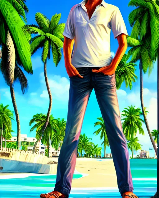 Image similar to tommy vercetti concept art, illustration, sketch, award - winning photo, smooth, 4 k hdr, high definition