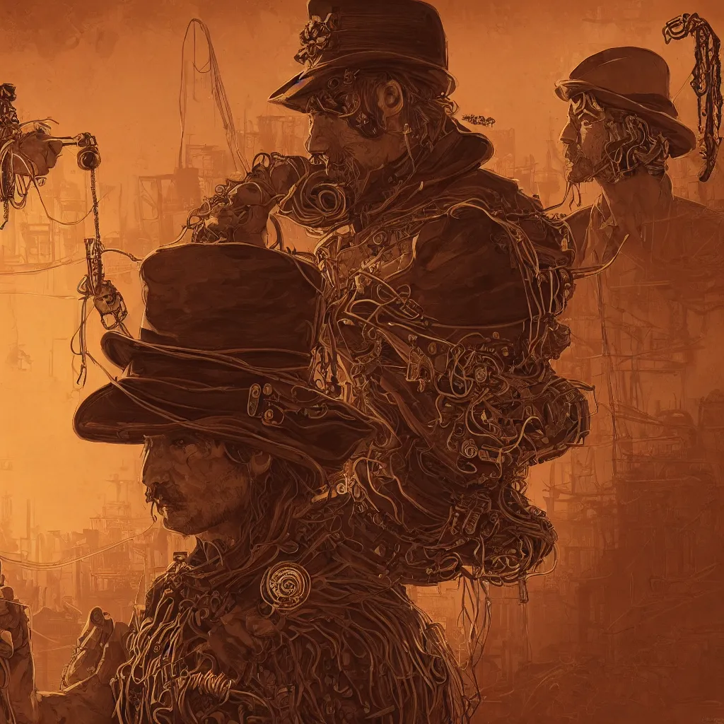 Prompt: solarpunk steampunk spaghetti western wanted poster, header wanted RANDEL BROTHERS dead or alive, fantasy, intricate, elegant, highly detailed, digital painting, artstation, concept art, smooth, sharp focus, illustration, art by artstation