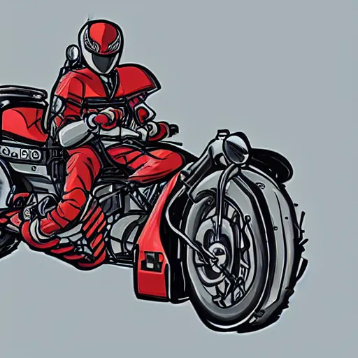 Prompt: akira style character on motorcycle, concept