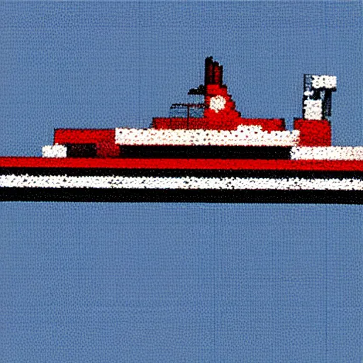 Image similar to a ferry at the sea, 8 bit art