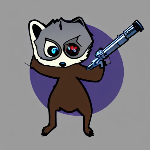 Image similar to logo of a racoon holding a laser gun, digital art , 4K