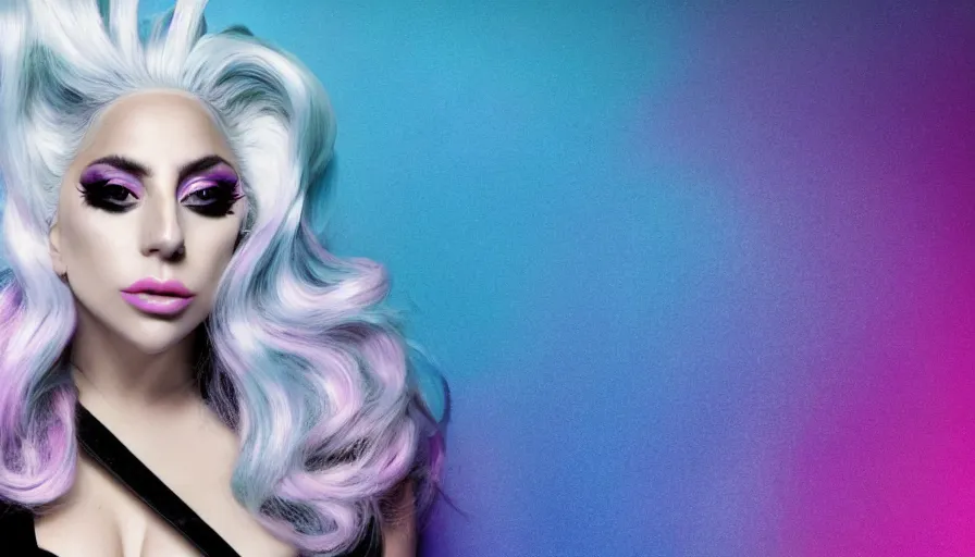 Image similar to lady gaga with long white hair , an album cover by Hedi Xandt, featured on vanity fair, holography, smokey background, matte background, seapunk High resolution. Highly detailed. Dramatic. 8k.4k.