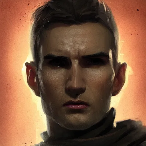 Image similar to portrait of a man by greg rutkowski, jedi knight, he looks like sam witwer wearing black jedi robes, star wars expanded universe, he is about 2 0 years old, highly detailed portrait, digital painting, artstation, concept art, smooth, sharp foccus ilustration, artstation hq