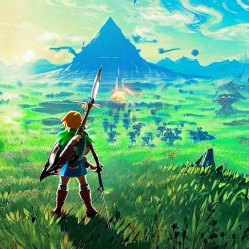 Image similar to genesis impact character meets link from zelda breath of the wild