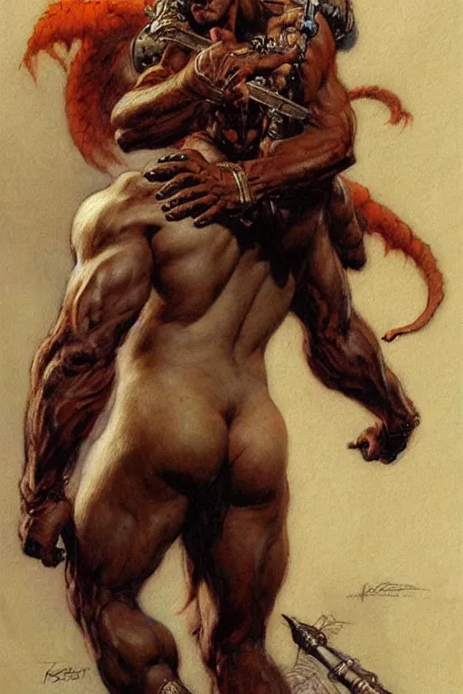 Prompt: male, monster, character design, painting by gaston bussiere, katsuya terada, frank frazetta, tom of finland, trending on artstation