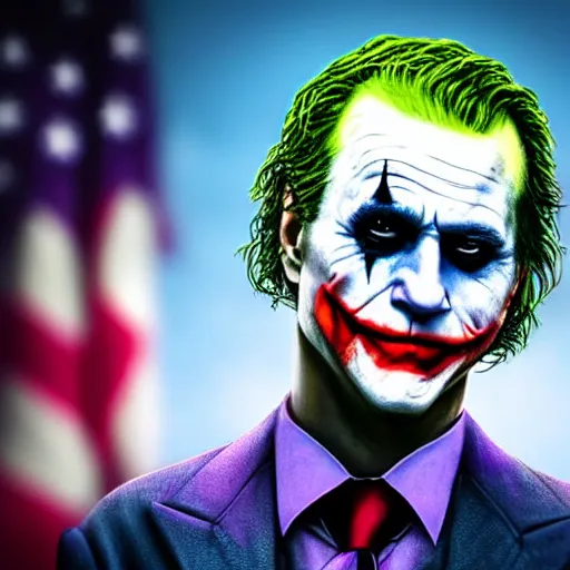 Image similar to the Joker as Joe Biden, AP photography, 4k, portrait