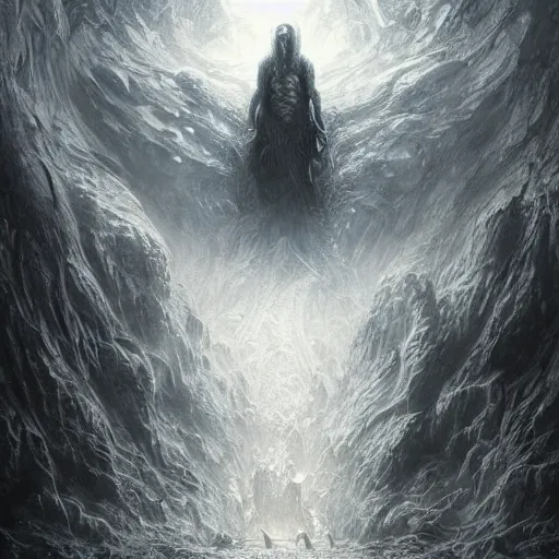 Image similar to human looking at big monstrosity portrait of Cthulhu, hyperdetailed, artstation, cgsociety, by greg rutkowski, by Gustave Dore