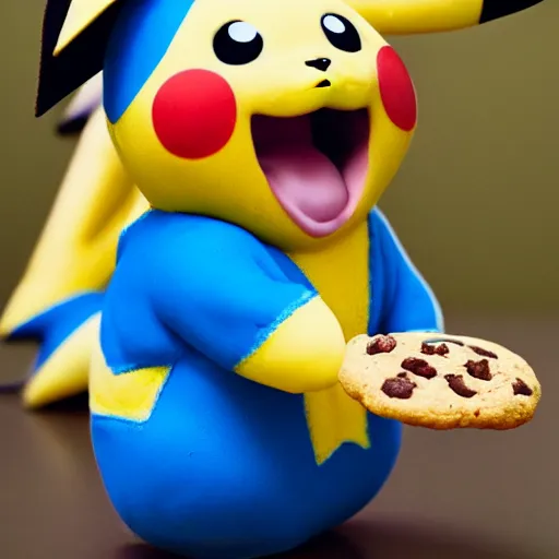 Image similar to pikachu eating cookies