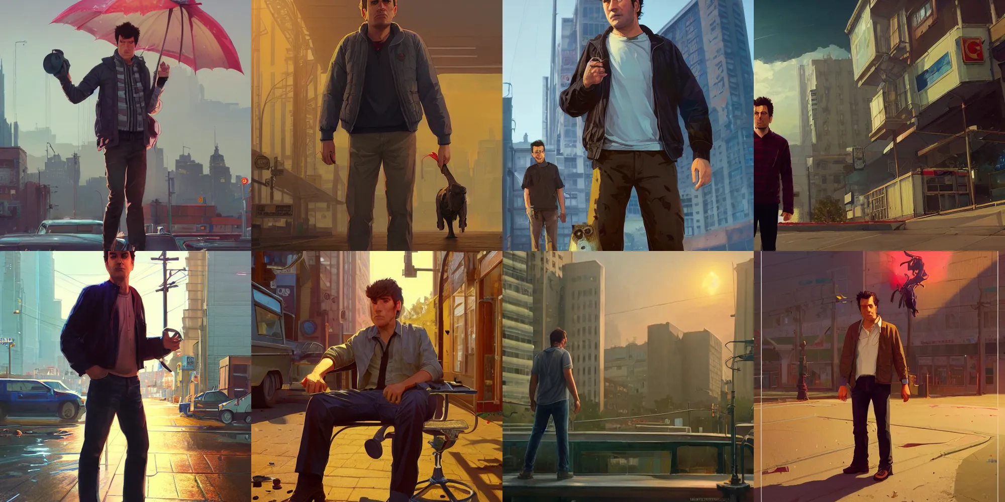 Prompt: Highly detailed full-body portrait of Ted Mosby, in GTA V, Stephen Bliss, unreal engine, fantasy art by Greg Rutkowski, Loish, Rhads, Makoto Shinkai and Lois van baarle, ilya kuvshinov, rossdraws global illumination, radiant light, detailed and intricate environment