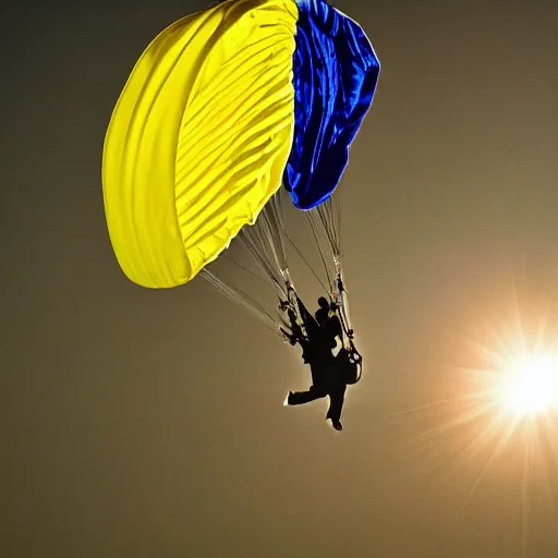 Prompt: parachuting man holding a porcupine