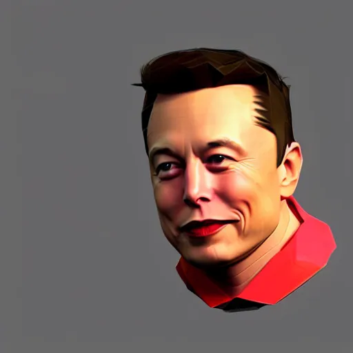 Image similar to elon musk, low - poly 3 d model, rendered in blender, ambient occlusion